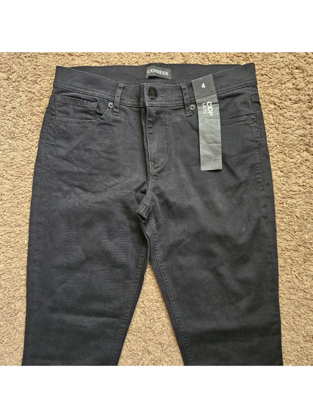 NWT Express Jeans Womens 4 31x25 Black Crop Mid Rise Slim Fit Denim Stretch - Picture 2 of 10